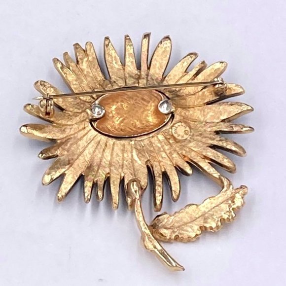 Vintage Marvella Enameled Black Daisy Brooch - Picture 4 of 5